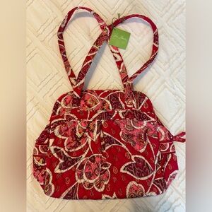 BRAND NEW VERA BRADLEY SWEET PLEAT TOTE ROSY POSIE| %100 cotton| RETIRED PATTERN